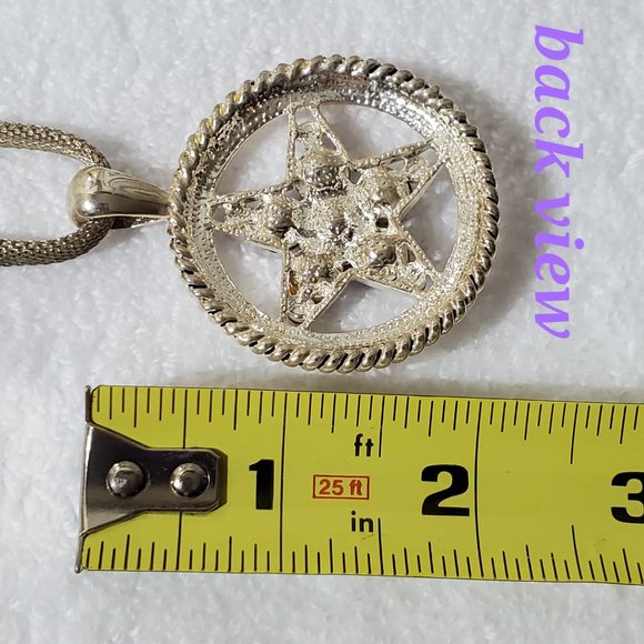 Purple Faceted Crystal Silver Star Pendant Statement Necklace - Picture 4 of 6